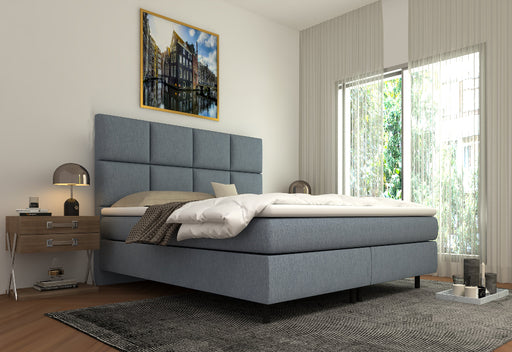 Boxspring Elite Lichtblauw - Luxe 8 vaks Hoofdbord - Inclusief een Gratis Topper