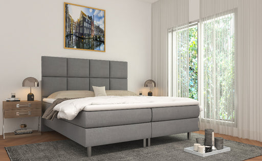 Boxspring Elite 8 vaks Hoofdbord Grijs - Direct Leverbaar - Inclusief een Gratis Topper